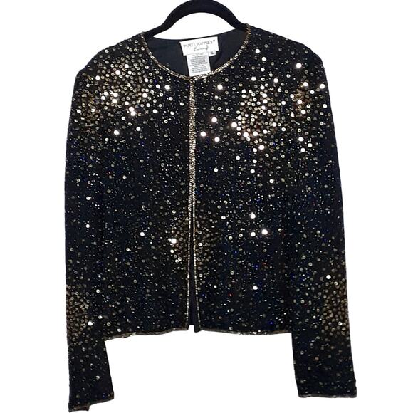 Ladies Papell Boutique Evening Jacket Dress Topper Silk Size Small Embellished - Picture 1 of 5